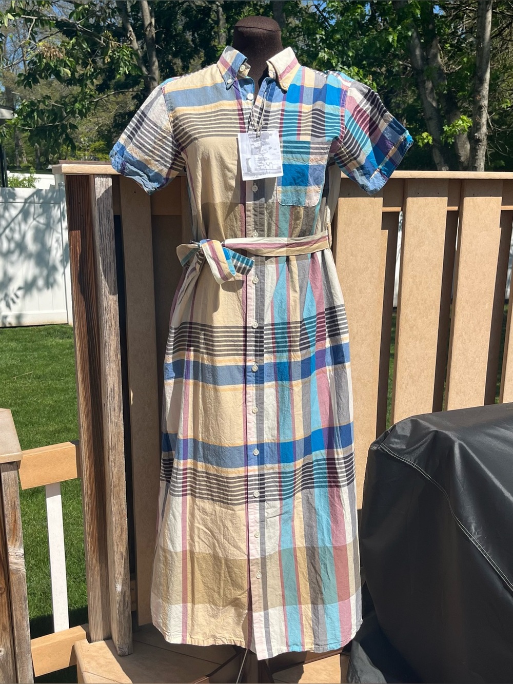 Engineered Garments Women’s 100% Cotton Madras Plaid Maxi Shirt Dress Size 2 NEW